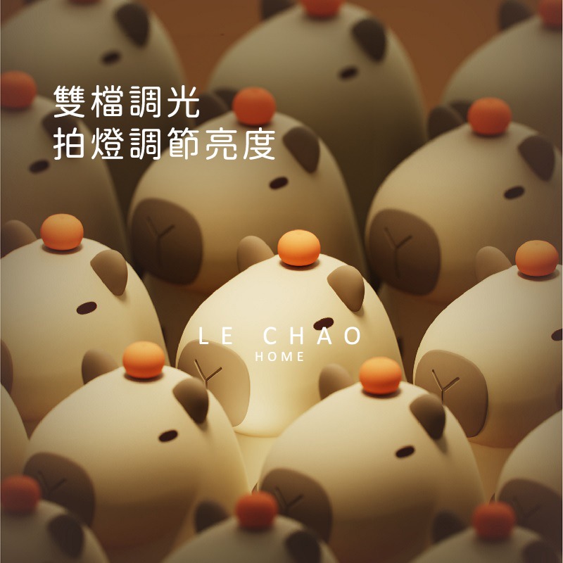 樂巢♡呆萌豚鼠小夜燈 拍拍燈 可愛小夜燈 觸控燈 充電小夜燈 不插電小夜燈 聖誕禮物-細節圖2