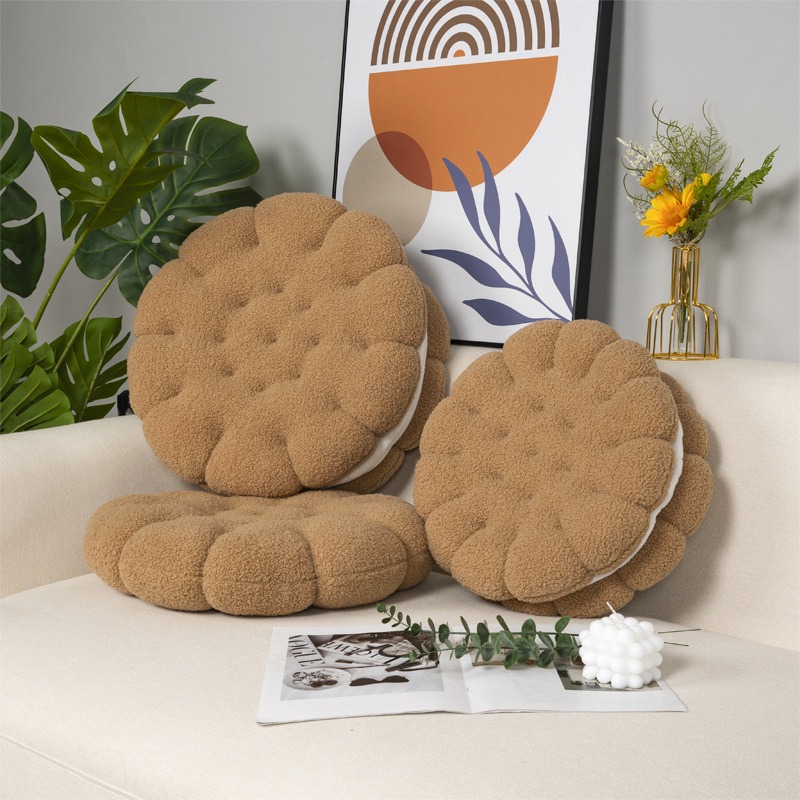 樂巢♡曲奇餅乾抱枕靠墊 羊羔絨坐墊 圓形抱枕 沙發靠墊 椅墊 羊羔絨坐墊-細節圖3