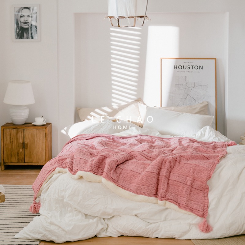 樂巢♡針織羊羔絨雙面毛毯 毛毯 空調毯 珊瑚絨 法蘭絨小被子 午睡毯 床毯 沙發毯 羊羔絨蓋毯-細節圖6