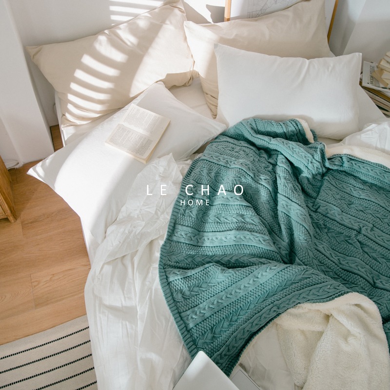 樂巢♡針織羊羔絨雙面毛毯 毛毯 空調毯 珊瑚絨 法蘭絨小被子 午睡毯 床毯 沙發毯 羊羔絨蓋毯-細節圖9