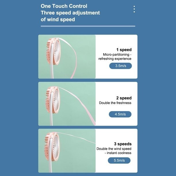 頸掛風扇 USB充電 360°調節 3檔速度⚜️綠色㊕㊝噪音低★無盒-細節圖8