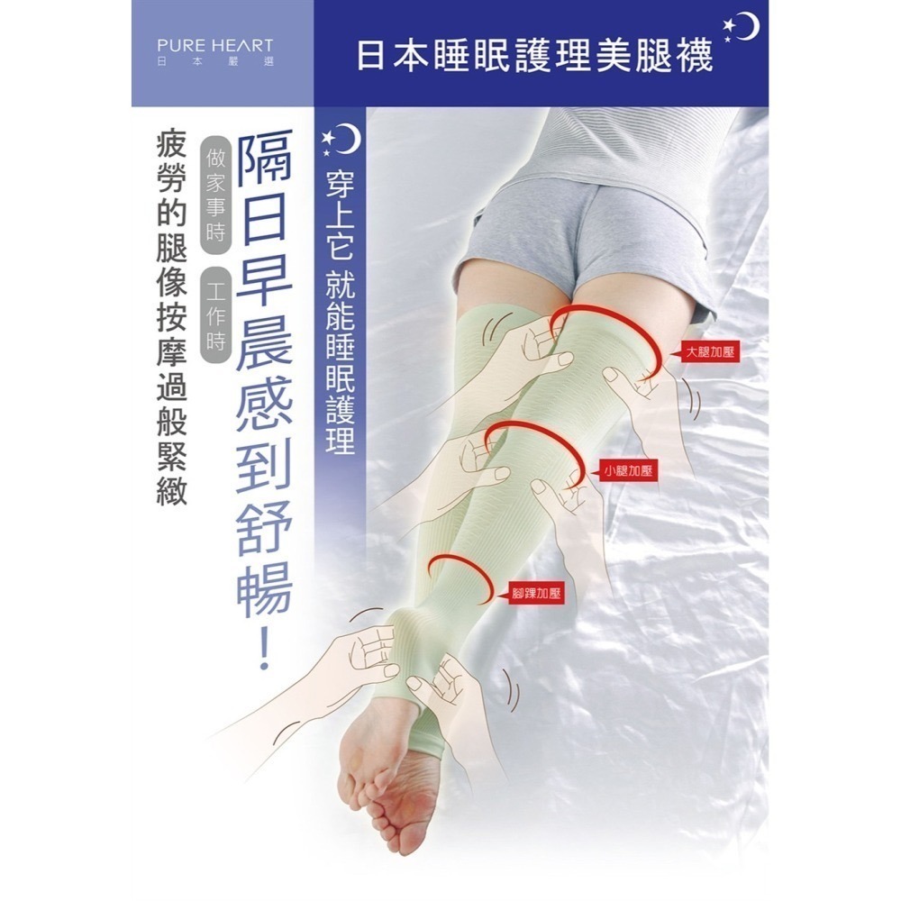 睡眠護理美腿襪⚜️PURE HEART 純淨之心 日本原裝進口 ADVANCING 塑腿襪 睡眠襪-細節圖4