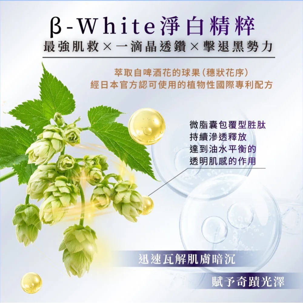 極效超導晶透鑽白精華 50ml⚜La Nox 維他命C糖苷 美白十二胜肽 六味臻白 歐囊鏈藻 海岸松樹皮 NMN專利成分-細節圖4