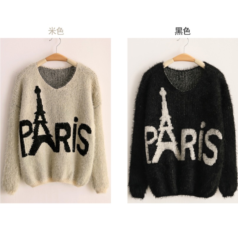 巴黎艾菲爾鐵塔PARIS寬鬆針織毛衣⚜️㊕㊝二色-細節圖2