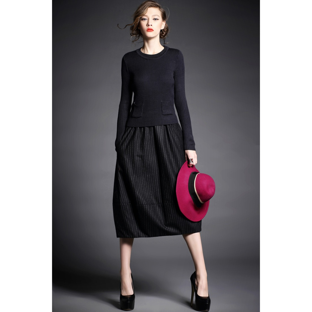 針織短版羊毛衣條紋長裙無袖洋裝❁歐美精品專櫃代購⚜️㊕㊝原創平價-細節圖4