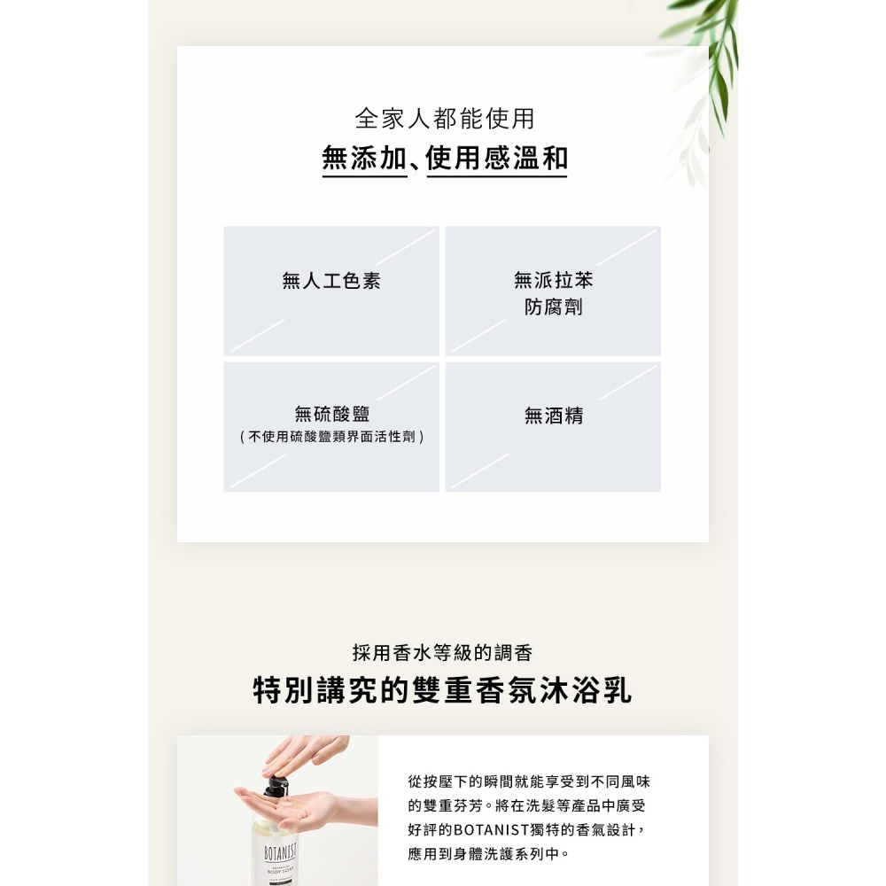 植物性沐浴乳 深層保濕型 490mL⚜️BOTANIST 摩洛哥堅果油 角鯊烷 乳油木果油 甜杏仁油 橄欖來源洗淨成分-細節圖6