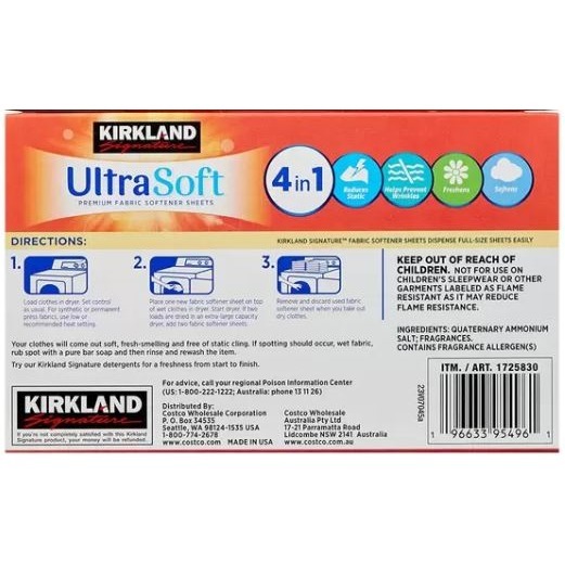 拆售 Kirkland Signature 科克蘭 烘衣柔軟去靜電紙 250張 X1盒 1739180-細節圖3