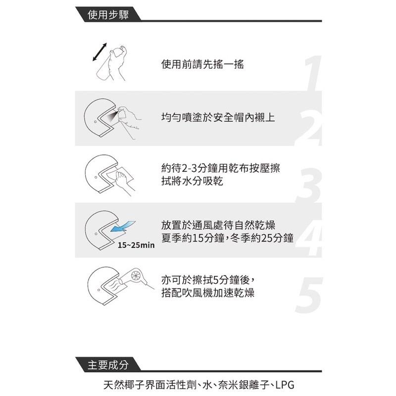 黑珍珠 安全帽 內襯清洗噴霧 （滿額贈） 銀離子 清潔 抗菌 除臭 騎士配件 防摔衣物 布座椅 地毯 免拆洗 免沖水-細節圖5