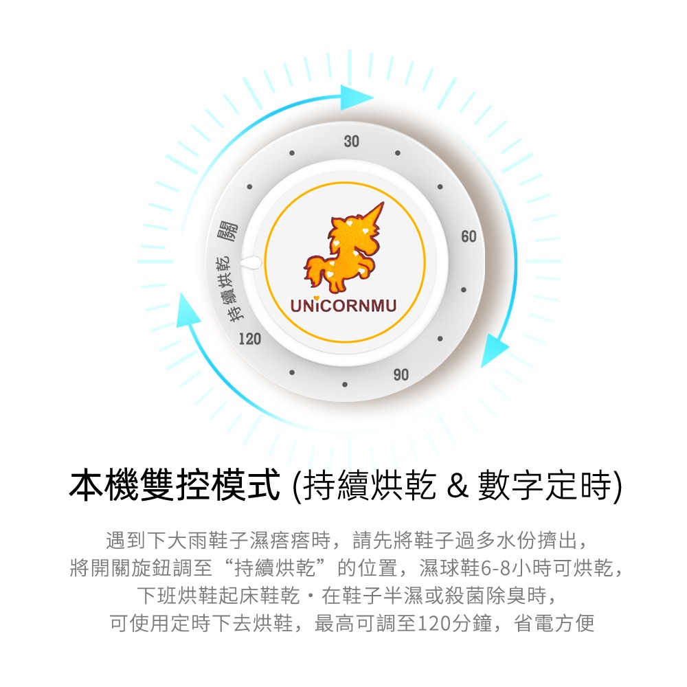 Unicornmu快樂馬 雙控抑菌除臭烘鞋機(HP-1200)-細節圖3