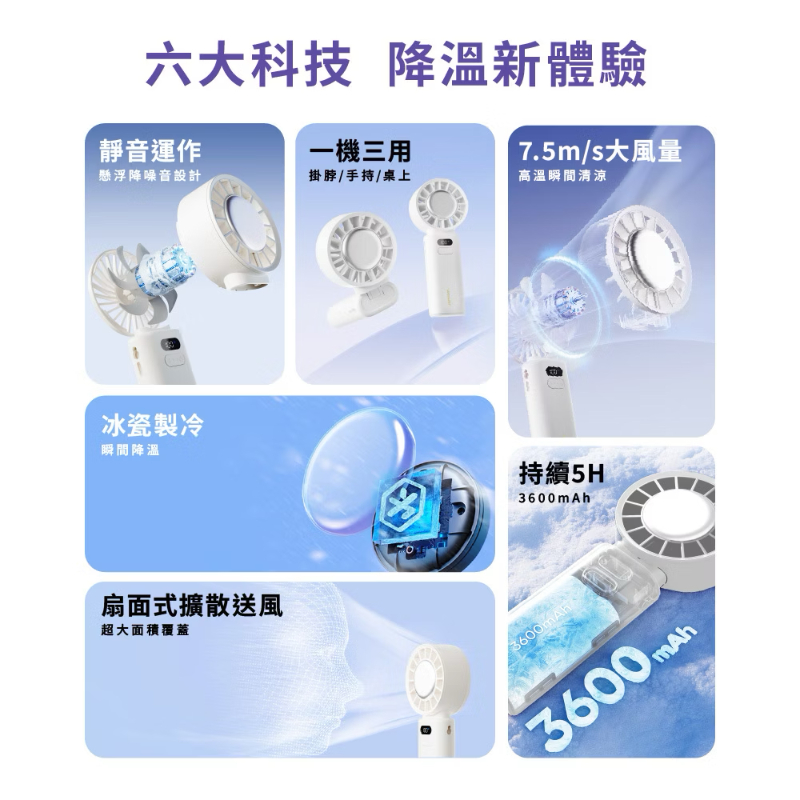 WONDER 冰敷手持摺疊高速風扇-細節圖2