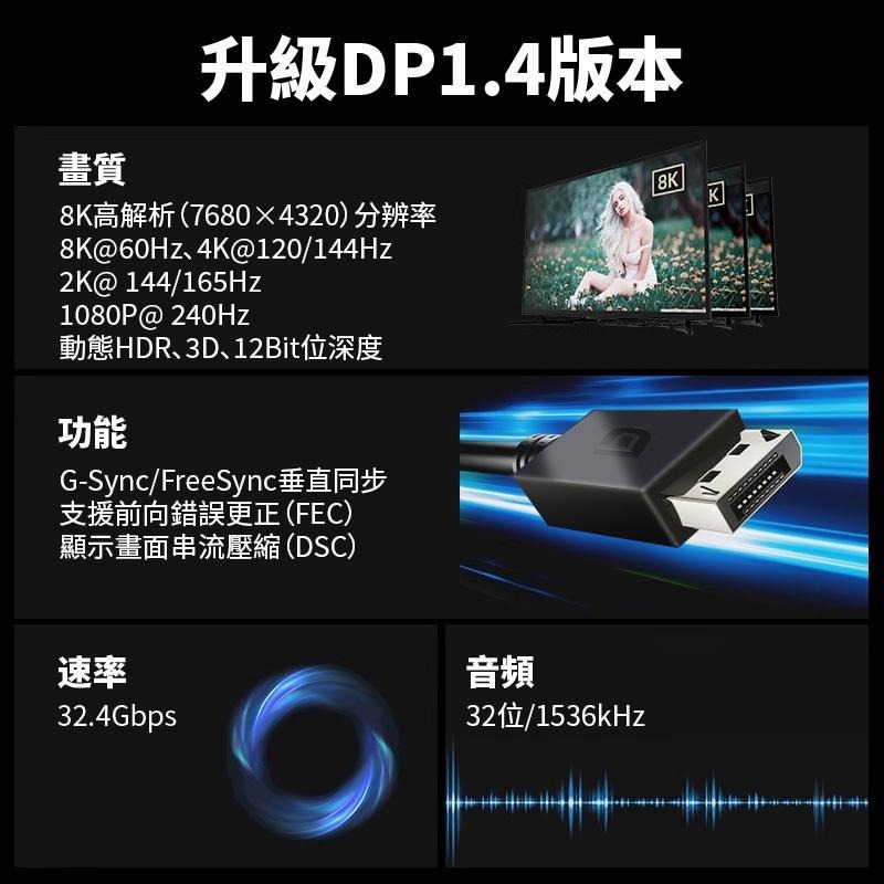 Dell displayport 1.4 傳輸線 8K 螢幕線 連接線 影音 DP 轉 DP 戴爾 DP to DP-細節圖3