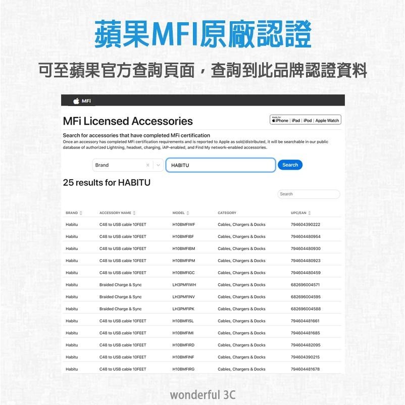 Habitu MFI 原廠認證 編織線 Lightning 快充線 充電線 傳輸線 蘋果 APPLE iPhone14-細節圖2