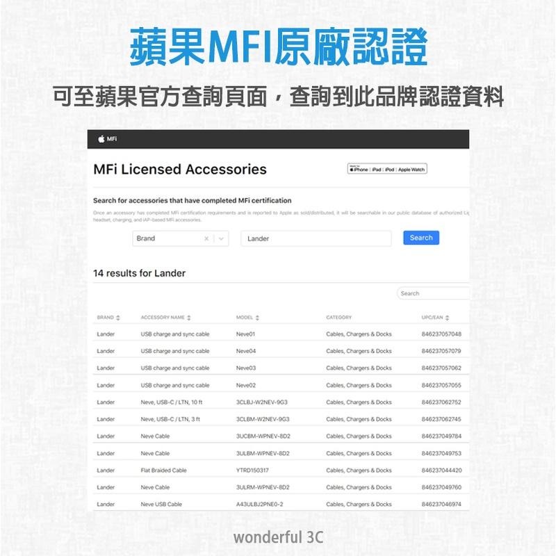 Lander MFI 原廠認證 Lightning 充電線 編織線 傳輸線 快充線 iPhone11 Pro Max-細節圖2