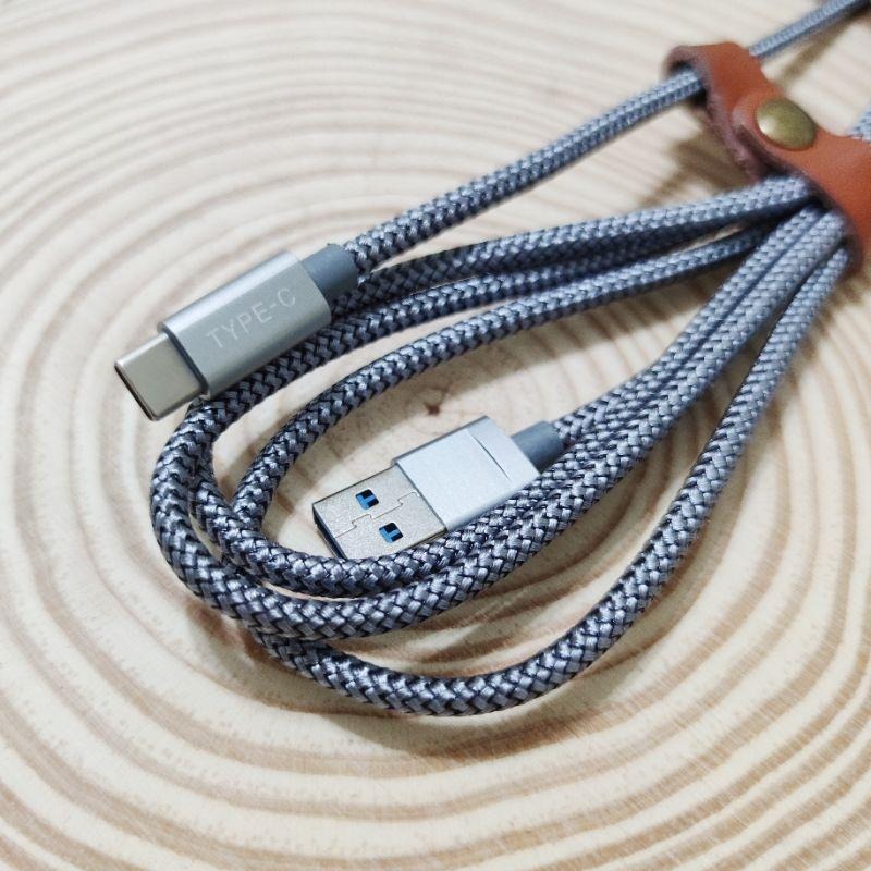 USB3.0 鋁合金 Type-c 充電線 200cm 快充線 傳輸線 3A 快充 編織線 USB-C-細節圖4