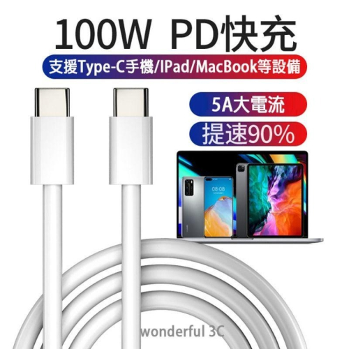 USB-C to USB-C 100W PD 5A 快充線 充電線 傳輸線 E-Marker 雙TYPE-C