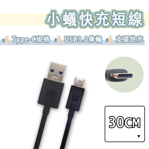 小蟻 Type-c 短線 30cm 充電線 USB3.0 快充線 傳輸線 小米 USB-C 4K 運動相機
