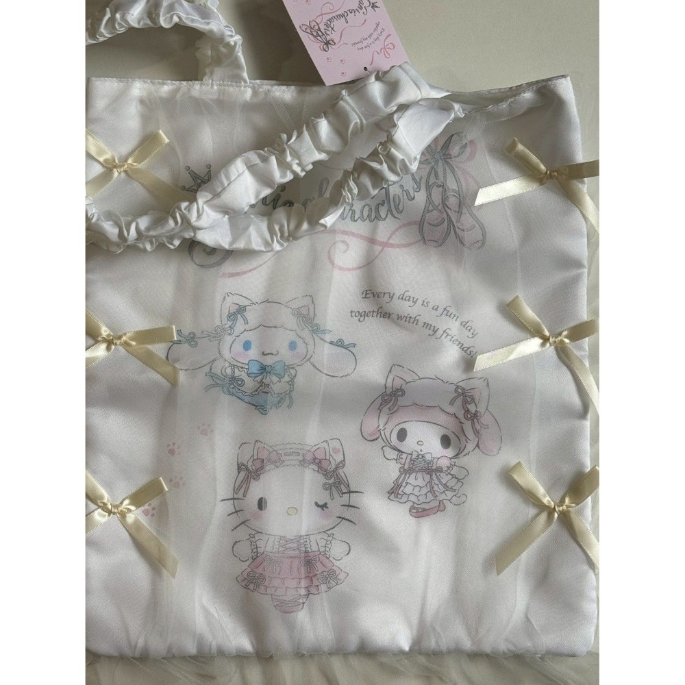 白貓芭蕾 蕾絲手提袋/束口袋-細節圖2