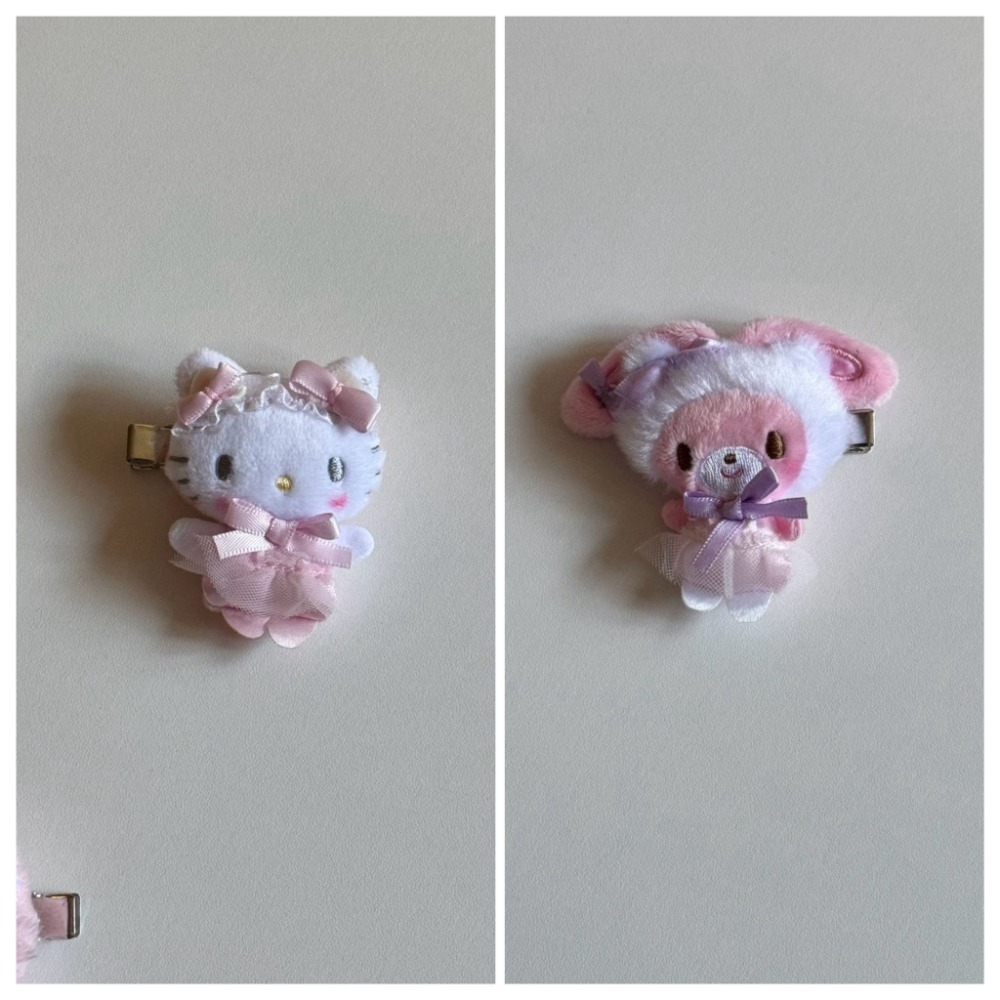 三麗鷗 白貓芭蕾系列 毛絨髮夾-細節圖2