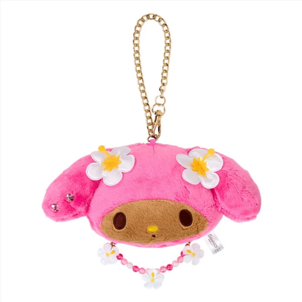 三麗鷗 常夏曬黑系列大頭鏡子吊飾 美樂蒂 酷洛米❤️‍🔥🌃-規格圖1