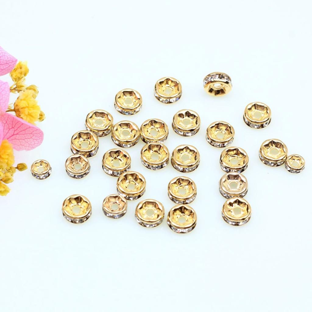 宏雲Hongyun-HC- 【 50pcs/包】14K包金鑲鉆隔珠 圓形車輪珠隔片 鑲鑽 鑲嵌 鋯石 跑圈 diy材料包-細節圖2