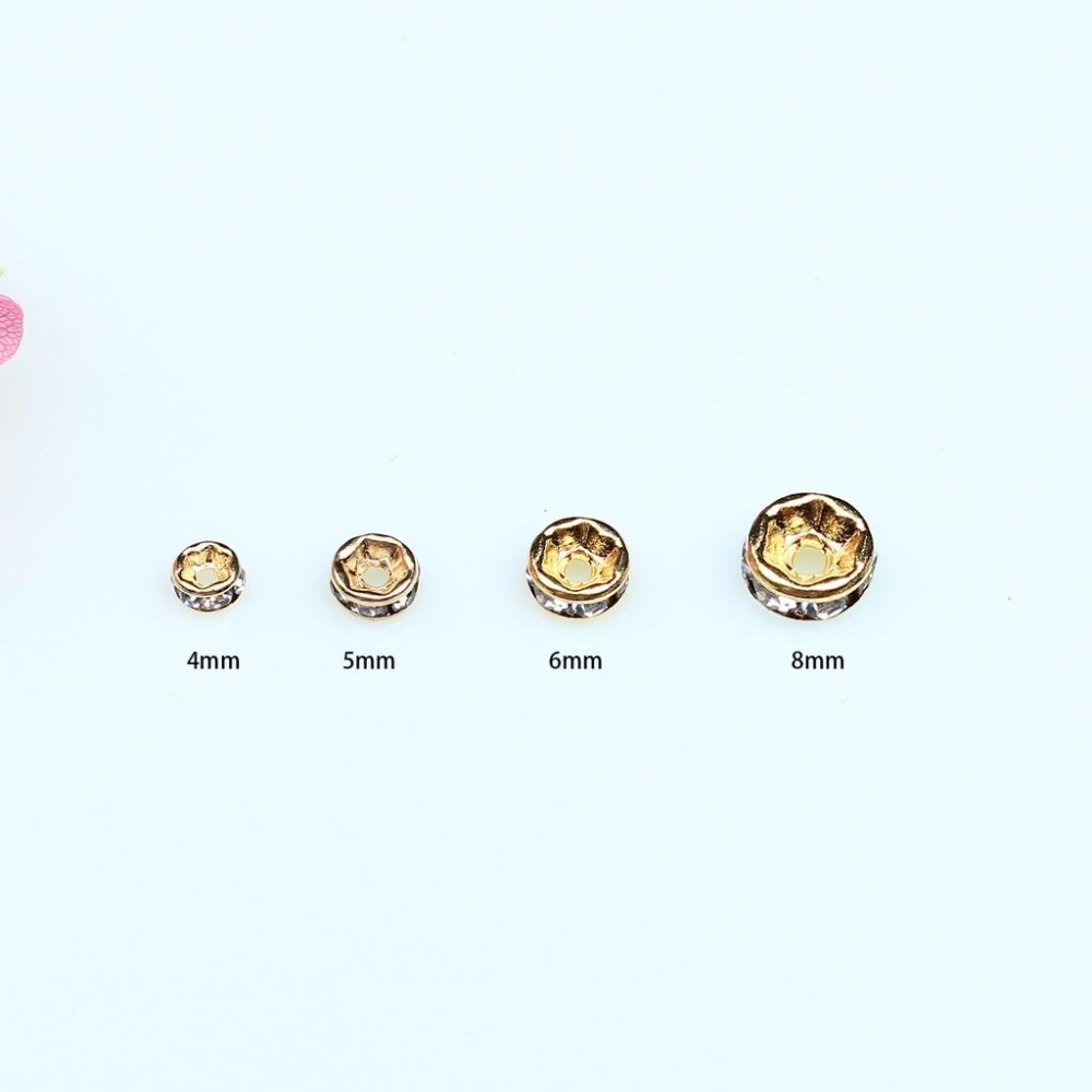 宏雲Hongyun-HC- 【 50pcs/包】14K包金鑲鉆隔珠 圓形車輪珠隔片 鑲鑽 鑲嵌 鋯石 跑圈 diy材料包-細節圖4