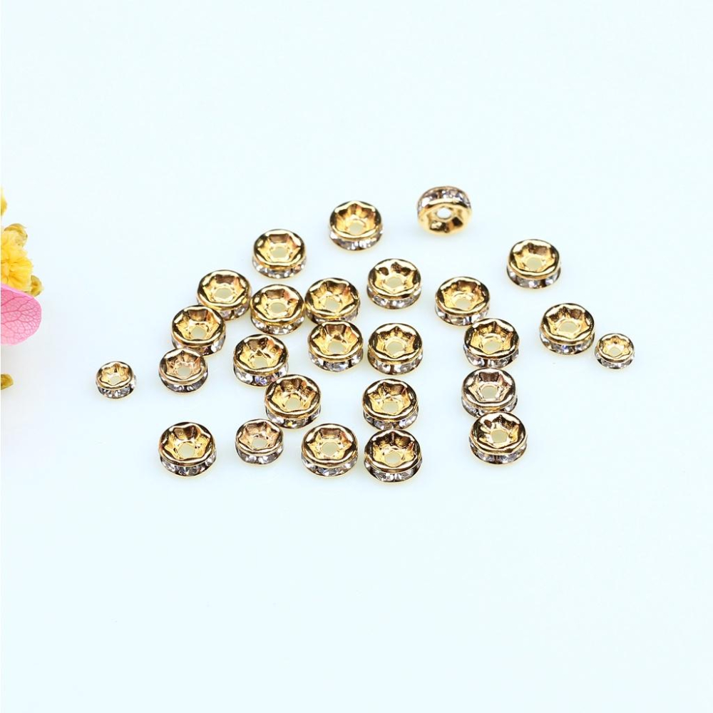 宏雲Hongyun-HC- 【 50pcs/包】14K包金鑲鉆隔珠 圓形車輪珠隔片 鑲鑽 鑲嵌 鋯石 跑圈 diy材料包-細節圖6