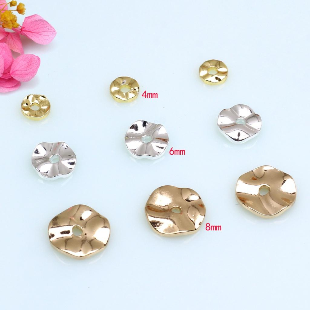 宏雲Hongyun-HC- 【 100pcs/包】14k包金保色 復古巴洛克水波紋隔片 不規則褶皺圓隔珠片墊片異形-細節圖2