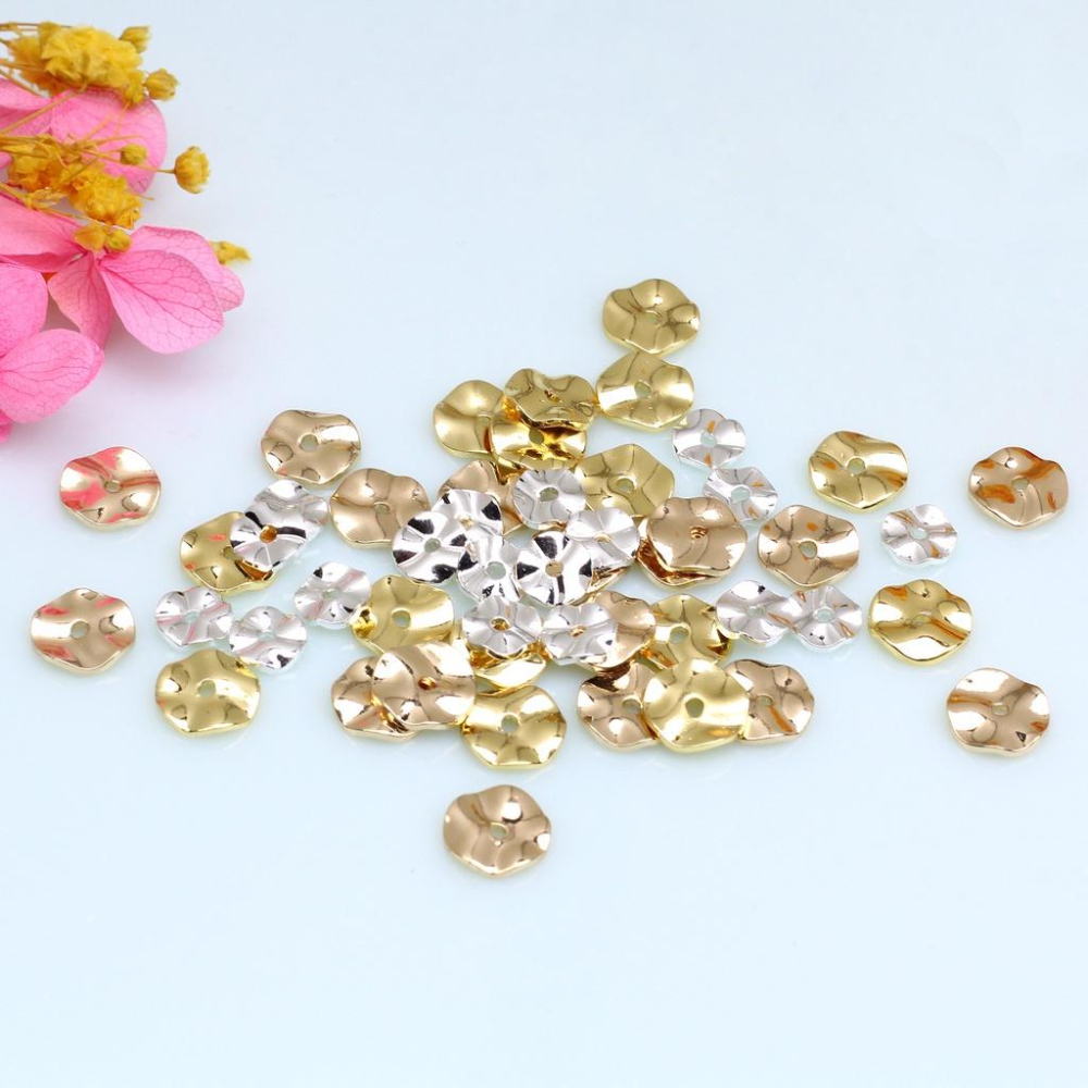 宏雲Hongyun-HC- 【 100pcs/包】14k包金保色 復古巴洛克水波紋隔片 不規則褶皺圓隔珠片墊片異形-細節圖3