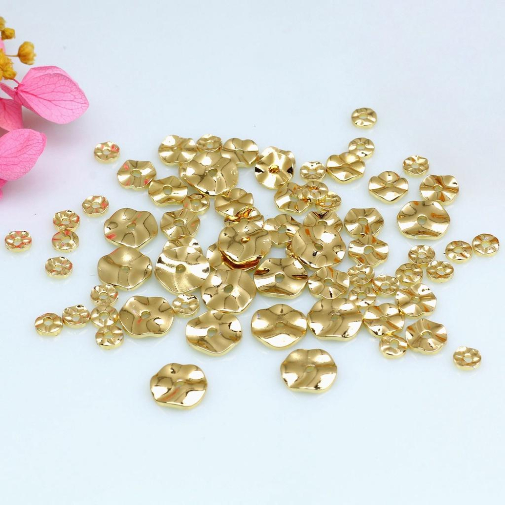 宏雲Hongyun-HC- 【 100pcs/包】14k包金保色 復古巴洛克水波紋隔片 不規則褶皺圓隔珠片墊片異形-細節圖4