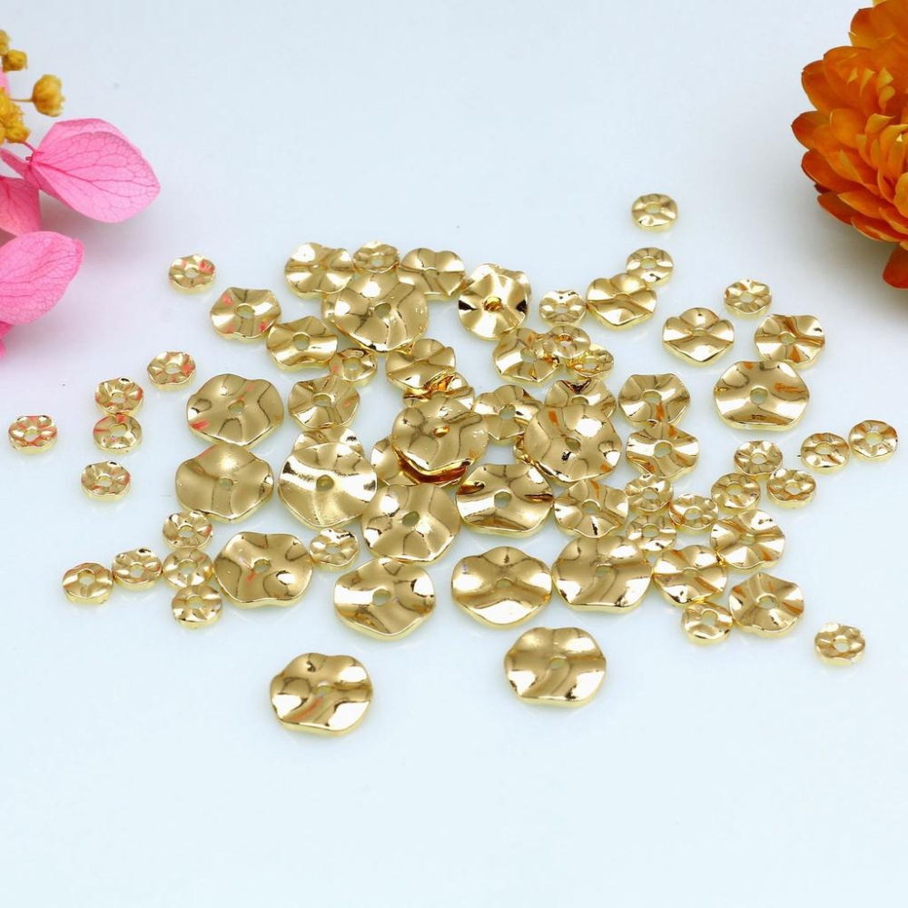 宏雲Hongyun-HC- 【 100pcs/包】14k包金保色 復古巴洛克水波紋隔片 不規則褶皺圓隔珠片墊片異形-細節圖7