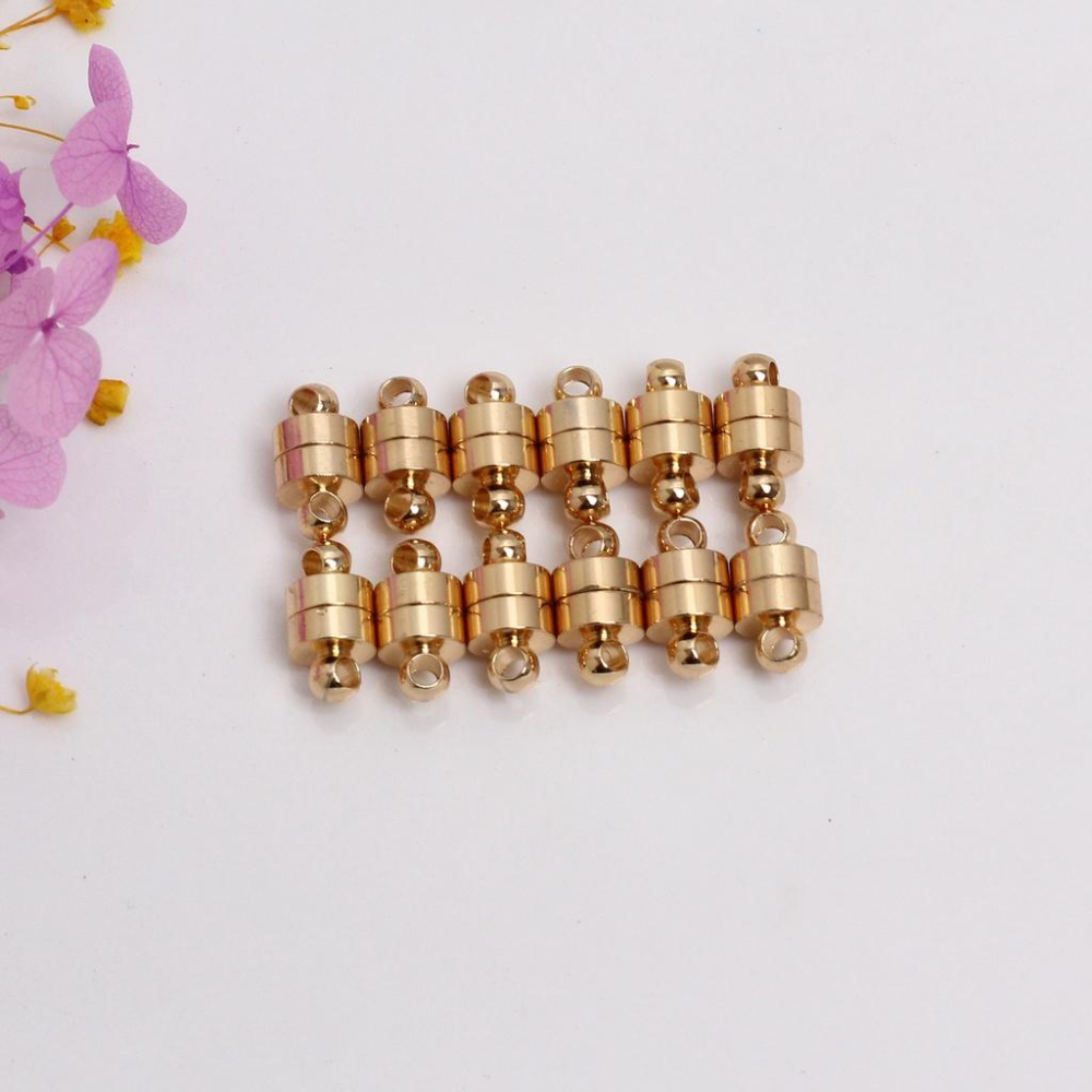 HC-1108 【 10pcs/包】14k包金保色圓柱形磁鐵扣吸鐵石 diy飾品配件 項鏈 手鏈 收尾連接扣-細節圖3