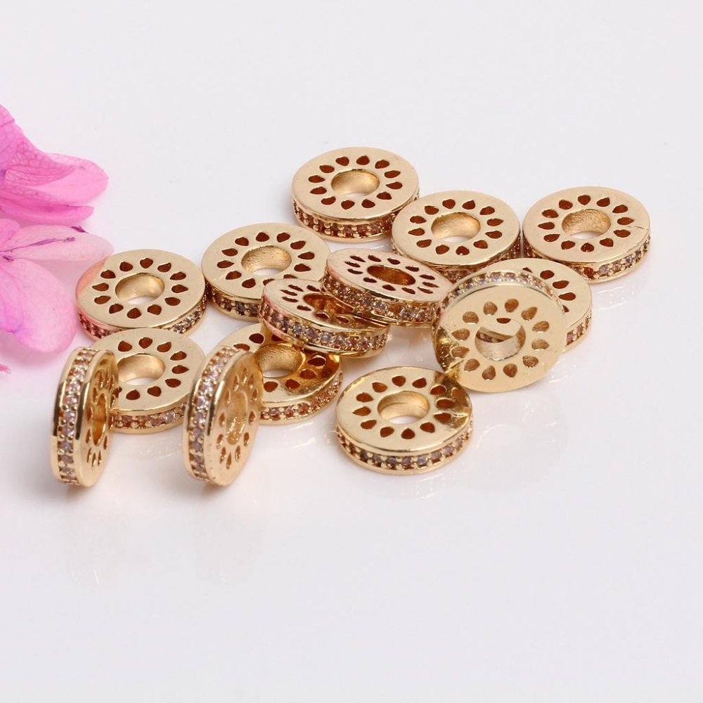 宏雲Hongyun-HC- -（10pcs）14k包金保色微鑲鋯石隔片 手鏈桶珠包片 diy手工飾品配件-細節圖2