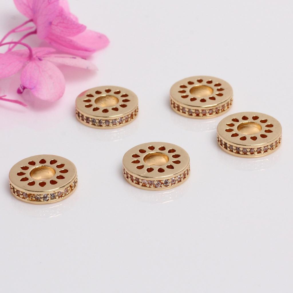 宏雲Hongyun-HC- -（10pcs）14k包金保色微鑲鋯石隔片 手鏈桶珠包片 diy手工飾品配件-細節圖4