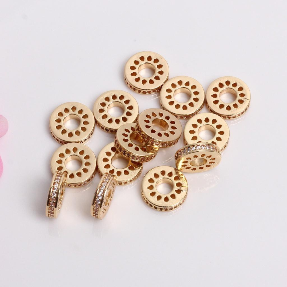 宏雲Hongyun-HC- -（10pcs）14k包金保色微鑲鋯石隔片 手鏈桶珠包片 diy手工飾品配件-細節圖6