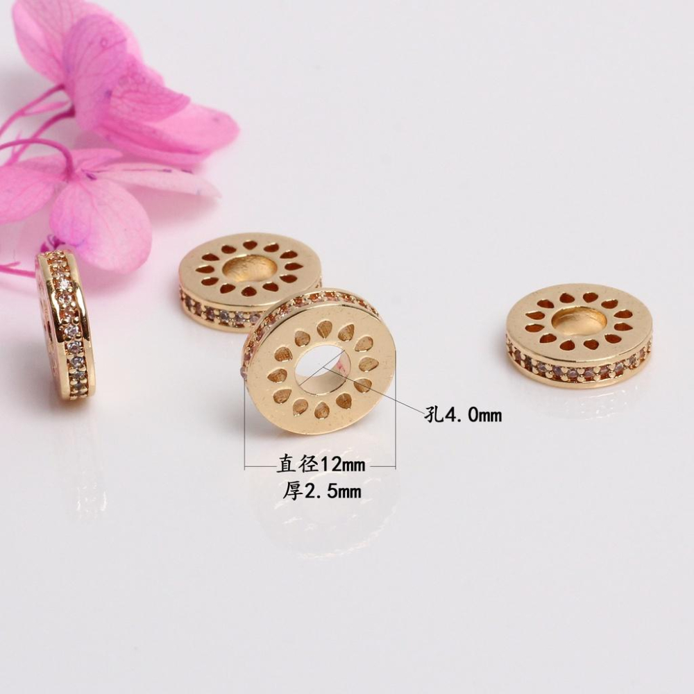 宏雲Hongyun-HC- -（10pcs）14k包金保色微鑲鋯石隔片 手鏈桶珠包片 diy手工飾品配件-細節圖7