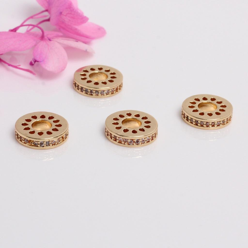 宏雲Hongyun-HC- -（10pcs）14k包金保色微鑲鋯石隔片 手鏈桶珠包片 diy手工飾品配件-細節圖8