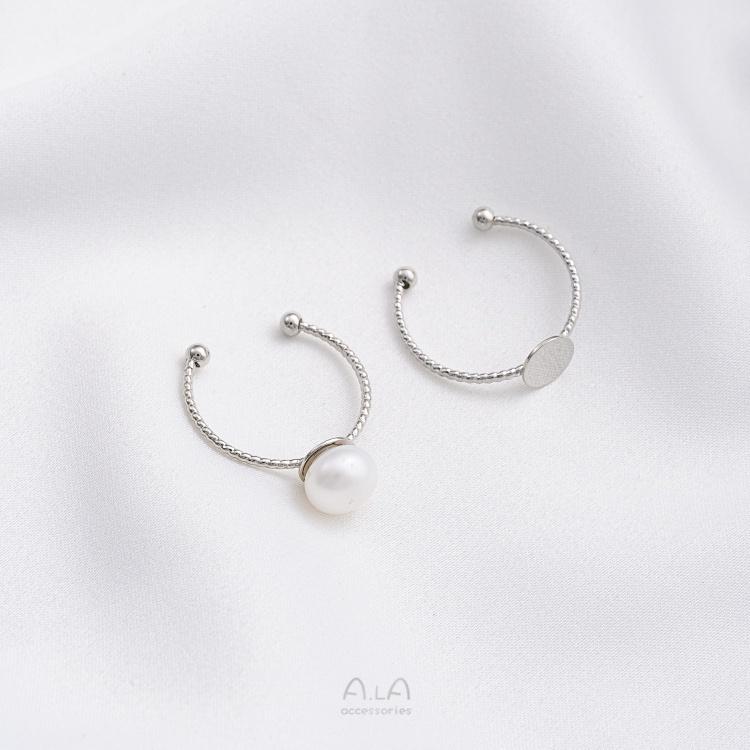 宏雲Hongyun-Ala-1105- 保色14K包金珠托平托戒指粘戒面半孔珠針鑲珍珠開口批花戒托配件-細節圖7