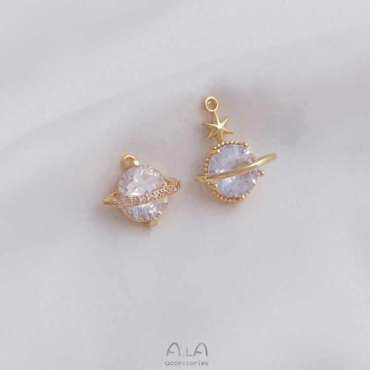 宏雲Hongyun-Ala-0801－－－保色14K包金鋯石星球吊墜手工飾品吊飾diy手鏈耳環項鏈鎖骨鏈掛件-細節圖3