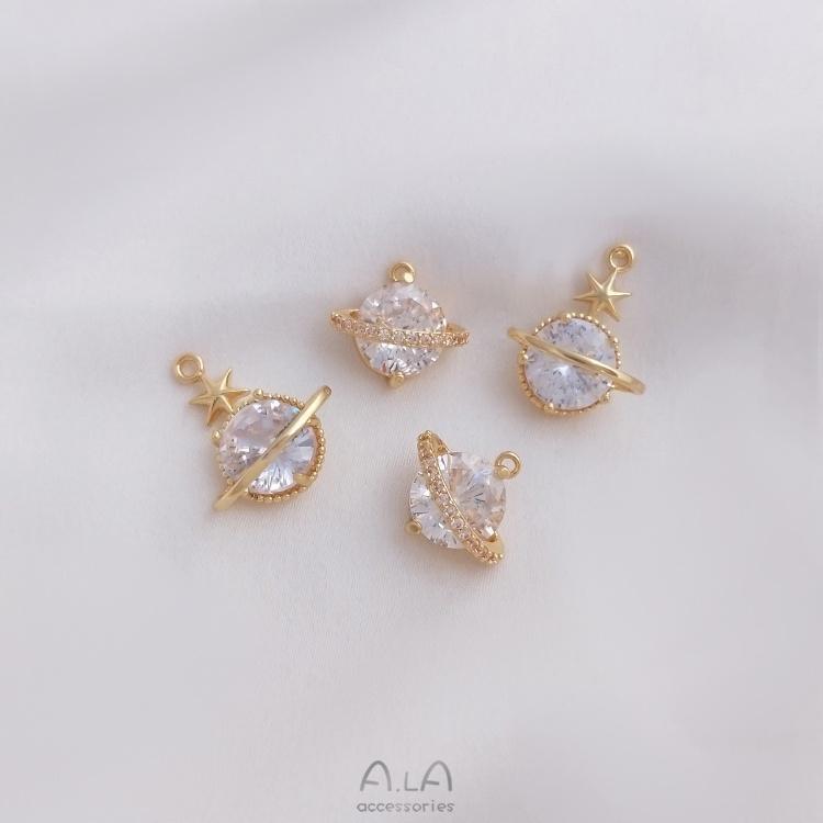 宏雲Hongyun-Ala-0801－－－保色14K包金鋯石星球吊墜手工飾品吊飾diy手鏈耳環項鏈鎖骨鏈掛件-細節圖4