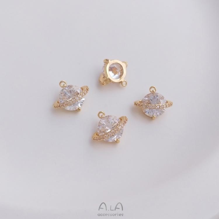宏雲Hongyun-Ala-0801－－－保色14K包金鋯石星球吊墜手工飾品吊飾diy手鏈耳環項鏈鎖骨鏈掛件-細節圖7
