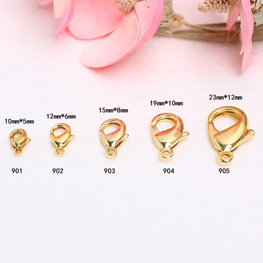 宏雲Hongyun-HC-【 10pcs/包】 14k/18k包金保色龍蝦扣 diy手工飾品配件 金色項鏈手鏈連接收尾扣-細節圖3