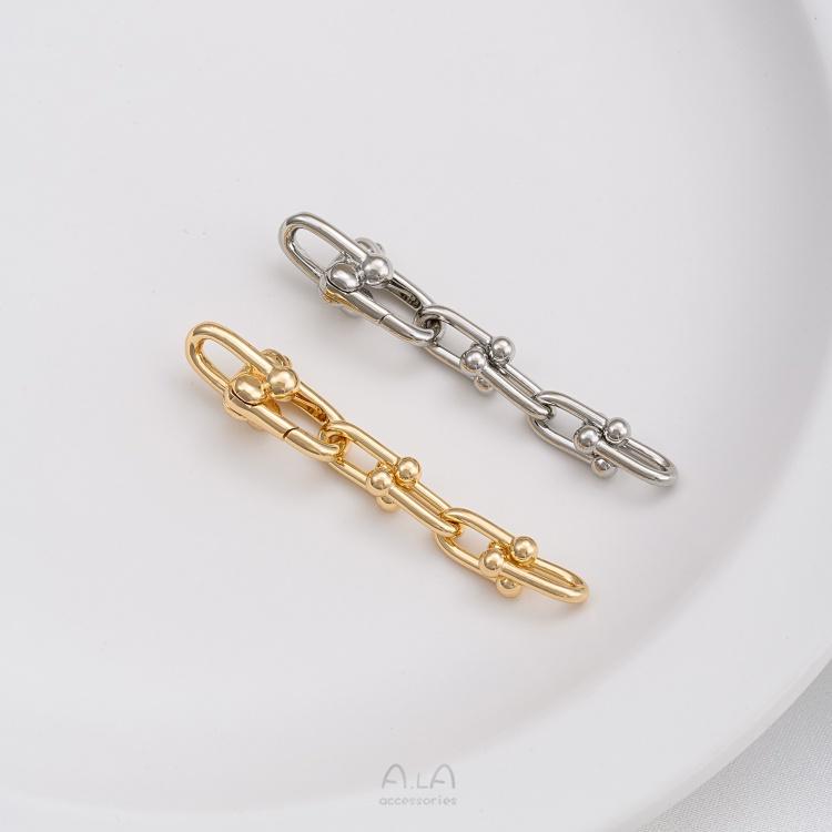 宏雲Hongyun-Ala-1126-  保色14K包金馬蹄扣U形鏈條珍珠扣diy手鍊項鍊飾品連接收尾扣配件-細節圖6