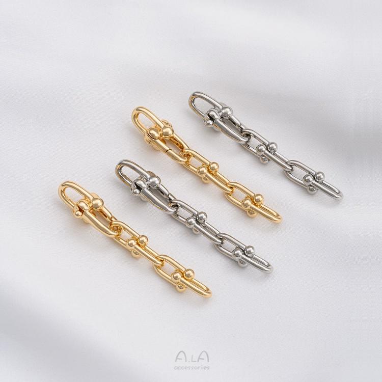 宏雲Hongyun-Ala-1126-  保色14K包金馬蹄扣U形鏈條珍珠扣diy手鍊項鍊飾品連接收尾扣配件-細節圖9