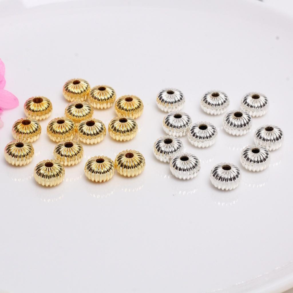 宏雲Hongyun-HC- 「 100pcs/包」14k包金 銅鍍保色南瓜珠 西瓜珠 轉運隔珠 手鏈銅珠 項鏈 串珠配件-細節圖2