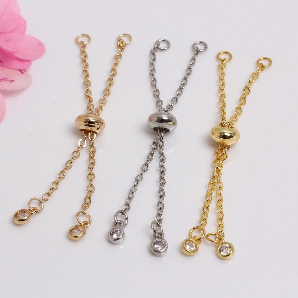 宏雲Hongyun-HC-【 10pcs/包】 保色14k包金配件 diy飾品鋯石盒子鏈 推拉手鏈 O字鏈硅膠調節手鏈-細節圖2