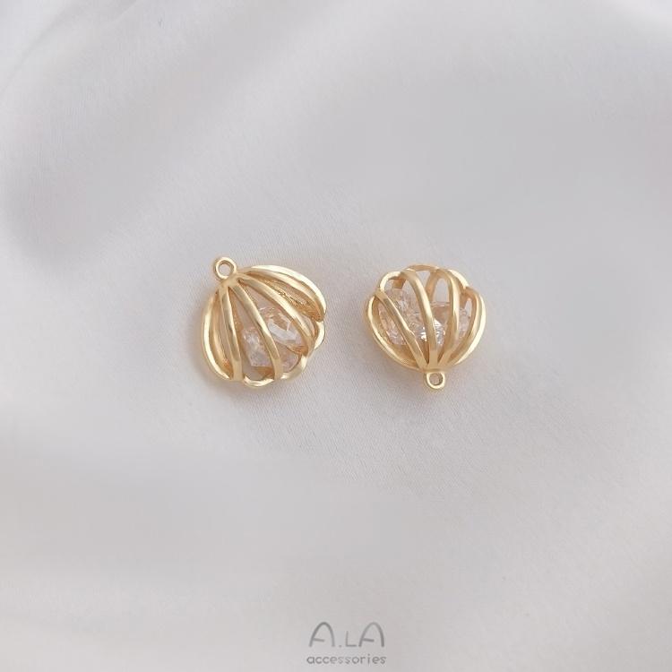 宏雲Hongyun-Ala-0801－－－14K包金保色內裝鋯石靈動貝殼形掛件扇貝形吊墜diy手鏈耳環吊飾-細節圖8