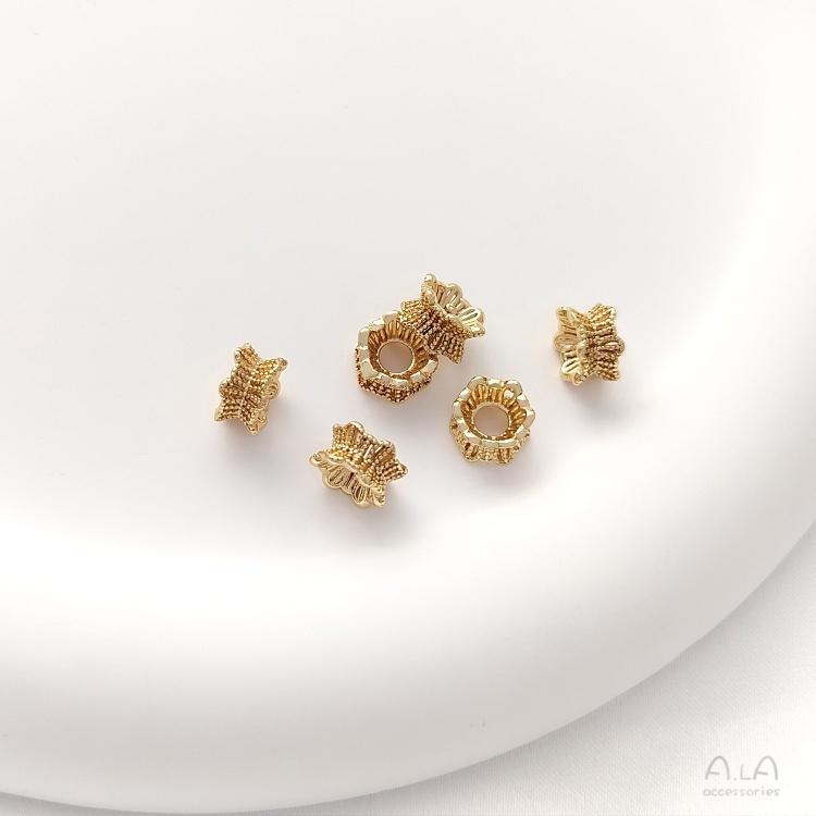 宏雲Hongyun-Ala-0801－－－保色銅包14K真金鏤空蕾絲花邊雙面花托手工串珠隔珠托diy飾品配件-細節圖2