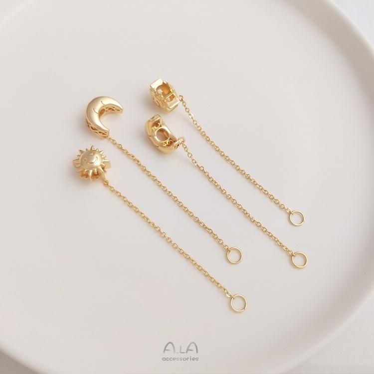 宏雲Hongyun-Ala-0801－－－保色14K包金月亮太陽大孔珠掛鏈diy串珠手鏈隔珠時尚飾品沙金配件-細節圖5