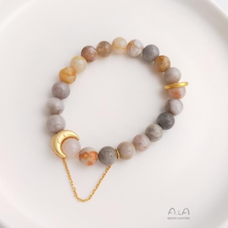 宏雲Hongyun-Ala-0801－－－保色14K包金月亮太陽大孔珠掛鏈diy串珠手鏈隔珠時尚飾品沙金配件-細節圖9