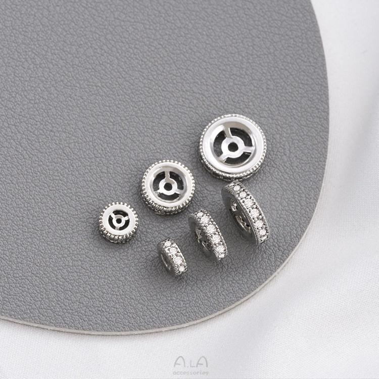 宏雲Hongyun-Ala-1126-  保色包厚銀白金色鋯石隔片亮銀車輪隔珠手工diy串珠墊片飾品配件-細節圖6